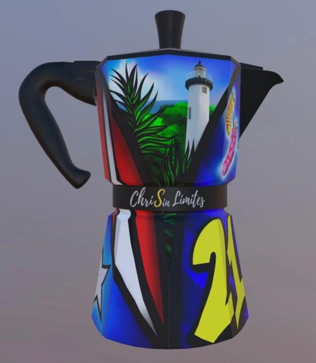 Christmas Design Moka Pots (Greca) - Puerto Rican Artist - Limited