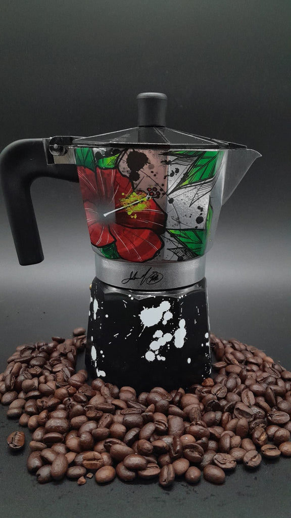 Silver and Black Moka Pot (Greca) Coffee Maker