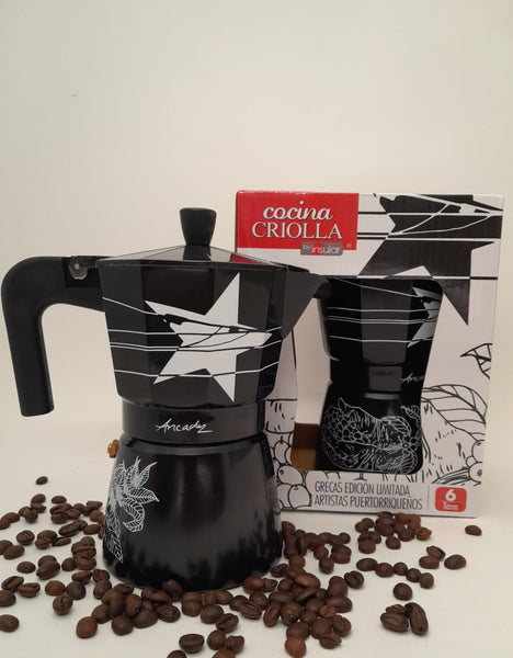 Dominican Moka Pot Hand Painted Christmas Gift, Coffee Maker